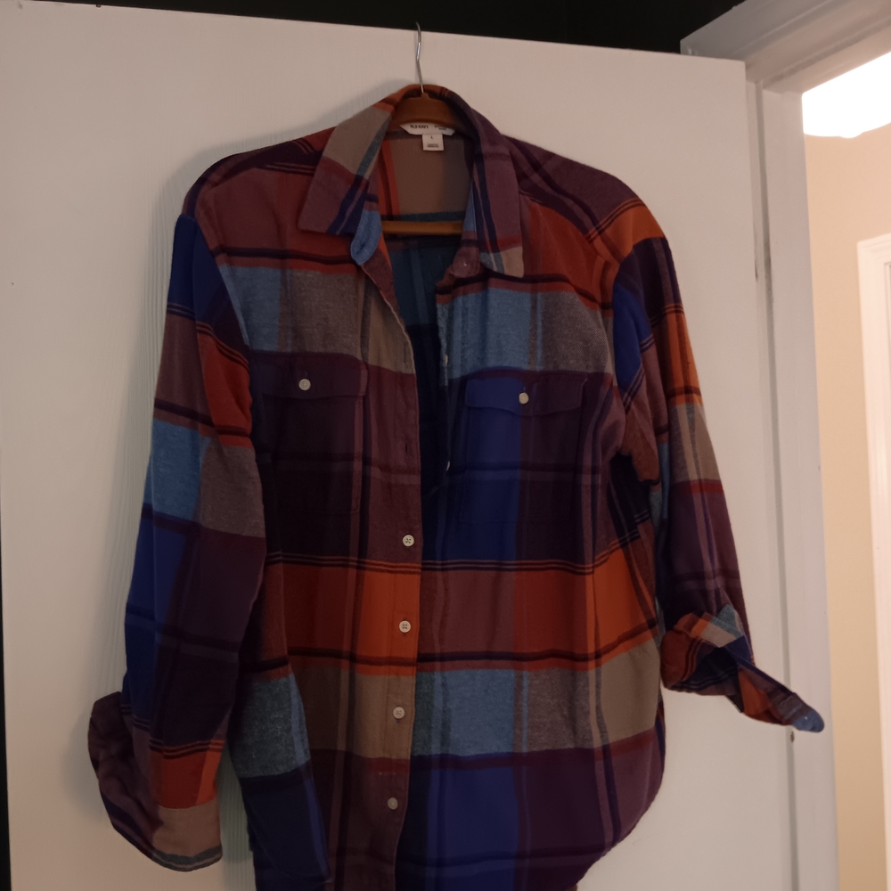 Old Navy Plaid Shirt in Blue and Orange